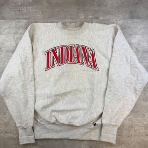 Vintage Indiana University Crewneck Sweatshirt Midwest Embroidery Grey Large